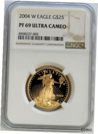 【極美品/品質保証書付】 アンティークコイン コイン 金貨 銀貨 [送料無料] 2004 W GOLD $25 PROOF AMERICAN EAGLE 1/2 OZ COIN NGC PF 69 ULTRA CAMEO