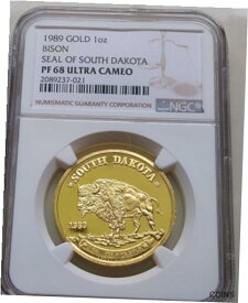 【極美品/品質保証書付】 アンティークコイン 金貨 1989 USA GREAT SEAL OF SOUTH DAKOTA 1 oz. GOLD BISON NGC PF68 - HOMESTAKE MINE [送料無料] #got-wr-011926-704