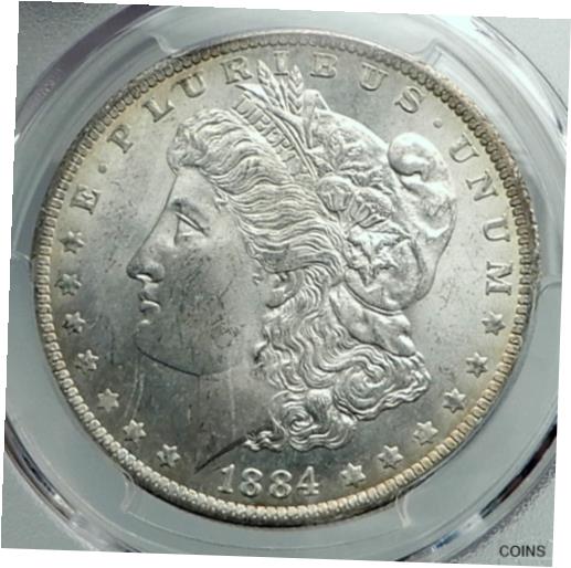  アンティークコイン コイン 金貨 銀貨  [送料無料] 1884 UNITED STATES of America SILVER Morgan US Dollar Coin EAGLE PCGS MS i78496