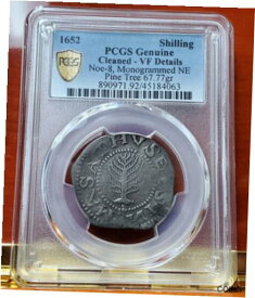 【極美品/品質保証書付】 アンティークコイン 硬貨 1652 Pine Tree Shilling Large Noe 8 Vf Details PCGS Colonial Massachusetts Coin [送料無料] #oct-wr-012034-4892