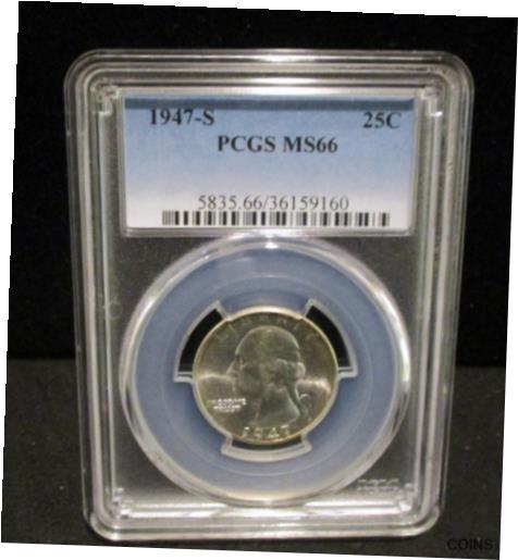  アンティークコイン コイン 金貨 銀貨  [送料無料] 1947-S Washington Silver Quarter - PCGS MS66 - 9160 ENN COINS