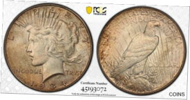 【極美品/品質保証書付】 アンティークコイン コイン 金貨 銀貨 [送料無料] 1934 $1 Peace Dollar PCGS MS63 Shield Label Trueview Key Date Philadelphia Coin