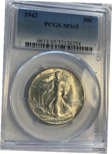 アンティークコイン コイン 金貨 銀貨 [送料無料] 1942 Walking Liberty Half Dollar PCGS MS65 Beautiful Coin!!のサムネイル