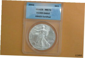 【極美品/品質保証書付】 アンティークコイン コイン 金貨 銀貨 [送料無料] 2002 American Eagle Silver Dollar ANACS MS70