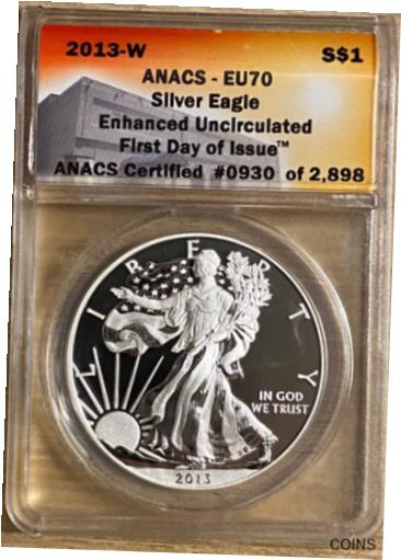  アンティークコイン コイン 金貨 銀貨  [送料無料] 2013 W American Eagle Silver Dollar 'Enhanced Finish' ANACS EU70