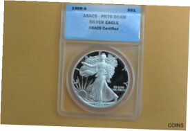 【極美品/品質保証書付】 アンティークコイン コイン 金貨 銀貨 [送料無料] 1989 S PROOF SILVER EAGLE ANACS PR70 DCAM