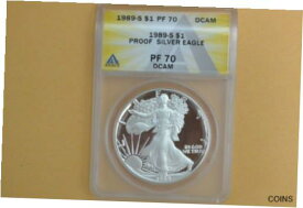 【極美品/品質保証書付】 アンティークコイン コイン 金貨 銀貨 [送料無料] 1989 S PROOF SILVER EAGLE ANACS PF70 DCAM