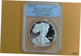 【極美品/品質保証書付】 アンティークコイン 銀貨 2011-W Silver Eagle Dollar ANACS PR70 DCAM from "25th Anniversary 5-coin set" [送料無料] #scf-wr-012095-697