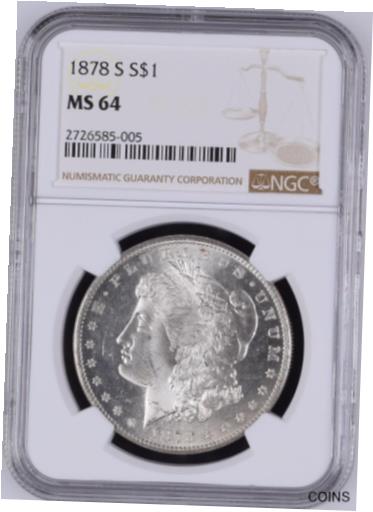 ご注文で当日配送  アンティークコイン コイン 金貨 銀貨  [送料無料] 1878-S $1 Morgan Silver Dollar NGC MS64 -- Beautiful Coin