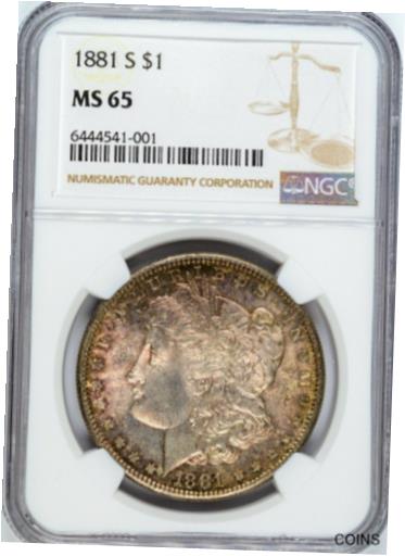  アンティークコイン コイン 金貨 銀貨  [送料無料] 1881-S Silver Morgan Dollar NGC MS65
