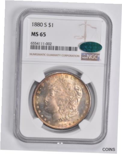 ランキングTOP5  アンティークコイン コイン 金貨 銀貨  [送料無料] MS65 1880-S Morgan Silver Dollar CAC NGC Fantastic Color *3591