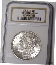 【極美品/品質保証書付】 アンティークコイン コイン 金貨 銀貨 [送料無料] NGC MS62 1890-S Morgan Silver Dollar Redfield Collection #674219-036
