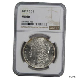 【極美品/品質保証書付】 アンティークコイン コイン 金貨 銀貨 [送料無料] 1887 S Morgan Dollar MS 60 NGC 90% Silver $1 Uncirculated US Coin Collectible