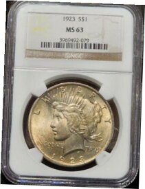 【極美品/品質保証書付】 アンティークコイン コイン 金貨 銀貨 [送料無料] 1923 P Peace Dollar NGC MS63 Gold Hues! Nice eye appeal.