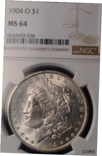 アンティークコイン コイン 金貨 銀貨 [送料無料] 1904 O U.S Silver Morgan Dollar NGC Certified MS64 0603のサムネイル