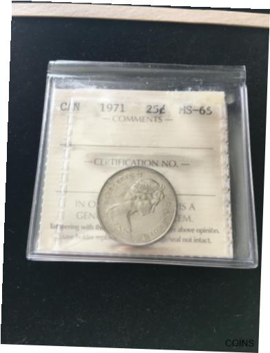  アンティークコイン コイン 金貨 銀貨  [送料無料] 1971 ICCS Graded Canadian, 25 Cent, **MS-65**