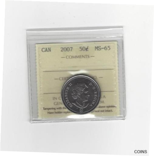  アンティークコイン コイン 金貨 銀貨  [送料無料] 2007 ICCS Graded, Canadian, 50 Cent, **MS-65**
