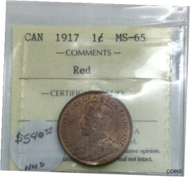 【極美品/品質保証書付】 アンティークコイン コイン 金貨 銀貨 [送料無料] Canada 1917 Large Cent ICCS MS 65 RED Great Eye Appeal Scarce Coin Fully Struck