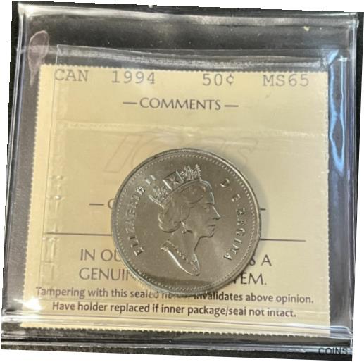  アンティークコイン コイン 金貨 銀貨  [送料無料] 1994 Canada 50 Cents Certified ICCS MS-65 新商品