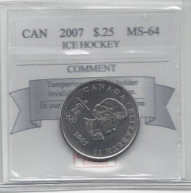 【極美品/品質保証書付】 アンティークコイン 硬貨 2007 Ice Hockey, Coin Mart Graded Canadian, 25 Cent, **MS-64** [送料無料] #ocf-wr-012124-1394