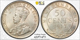 素晴らしい 1917 ニューファンドランド 50 セント PCGS 認定 MS63 フルホワイト P3Amazing 1917 Newfoundland 50 Cents PCGS Certified MS63 Full White P3
