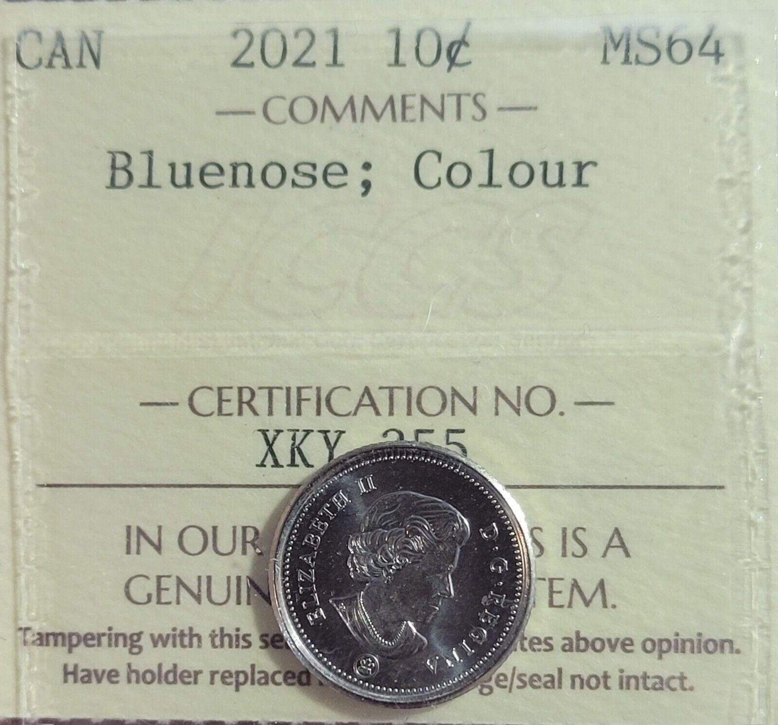  アンティークコイン コイン 金貨 銀貨  [送料無料] Canada 2021 Bluenose 10 Cents, Colour, ICCS Graded MS-64 72％以上節約