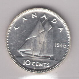 【極美品/品質保証書付】 アンティークコイン コイン 金貨 銀貨 [送料無料] 1945 Canada Ten Cents - ICCS MS-64 - Beauty White Coin - Cert#XJE 675