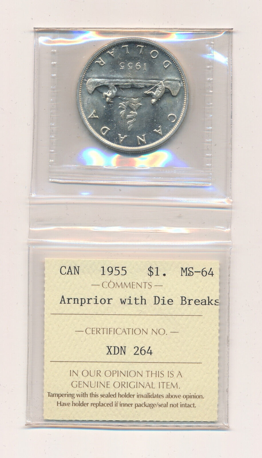 アンティークコイン コイン 金貨 銀貨 [送料無料] 1955 Coin Canada Coin 1 Dollar Coin ICGS MS64