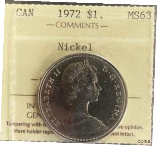  アンティークコイン コイン 金貨 銀貨  [送料無料] Canada - 1 Dollar - 1972 - Nickel - ICCS Certified - MS-63