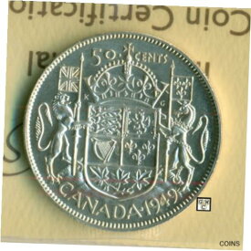 【極美品/品質保証書付】 アンティークコイン コイン 金貨 銀貨 [送料無料] ICCS Canada 1949 - 50cents Coin ; MS-63 ; Cert. No- XMT 259