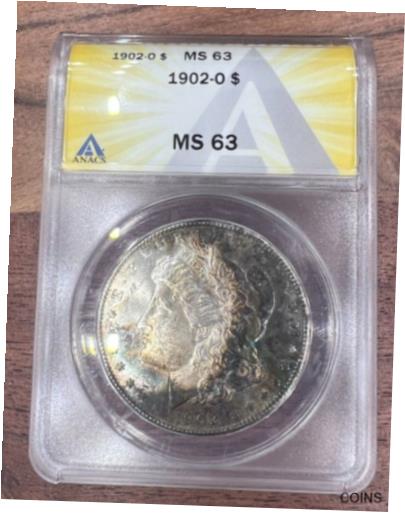  アンティークコイン コイン 金貨 銀貨  [送料無料] 1902 O Morgan Silver Dollar $1 US Coin Graded ANACS MS 63 Uncirculated BU Mint