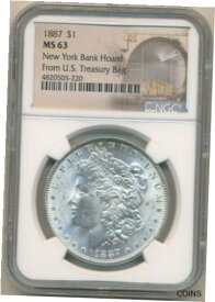 【極美品/品質保証書付】 アンティークコイン コイン 金貨 銀貨 [送料無料] 1887 MORGAN SILVER DOLLAR-NGC MS63 FROM TREASURY BAG NEW YORK BANK-SHIPS FREE!