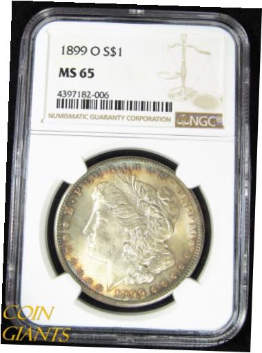  アンティークコイン コイン 金貨 銀貨  [送料無料] 1899-O $1 Morgan Silver Dollar NGC MS 65 Brilliant UNC GEM KEY BU Rainbow Toned 即納特典付き