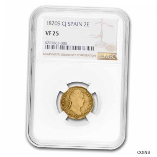 最大75％オフ！  アンティークコイン コイン 金貨 銀貨  [送料無料] 1820-S CJ Spain Gold 2 Escudos Ferdinand VII VF-25 NGC - SKU#254264