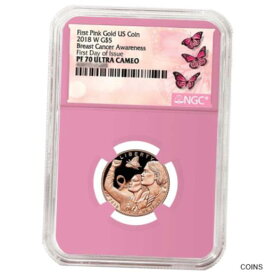 【極美品/品質保証書付】 アンティークコイン コイン 金貨 銀貨 [送料無料] 2018-W Proof $5 Gold Breast Cancer Awareness NGC PF70UC FDI Label Pink Core