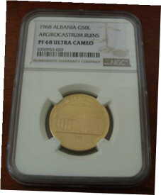【極美品/品質保証書付】 アンティークコイン コイン 金貨 銀貨 [送料無料] Albania 1968 Gold 50 Leke NGC PF68UC Argirocastrum Ruins (MK)