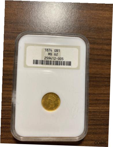  アンティークコイン コイン 金貨 銀貨  [送料無料] 1874-P Indian Princess Gold Dollar G$1 NGC MS 62 Type 3, Large Head RARE