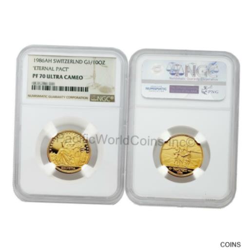 【送料無料/即納】  アンティークコイン コイン 金貨 銀貨  [送料無料] Switzerland 1986 Eternal Pact 1 10 oz Gold NGC PF70 ULTRA CAMEO SKU# 5859