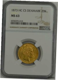 【極美品/品質保証書付】 アンティークコイン コイン 金貨 銀貨 [送料無料] 1873 HC CS Denmark Gold 20 Kroner MS63 NGC 945340-8Q