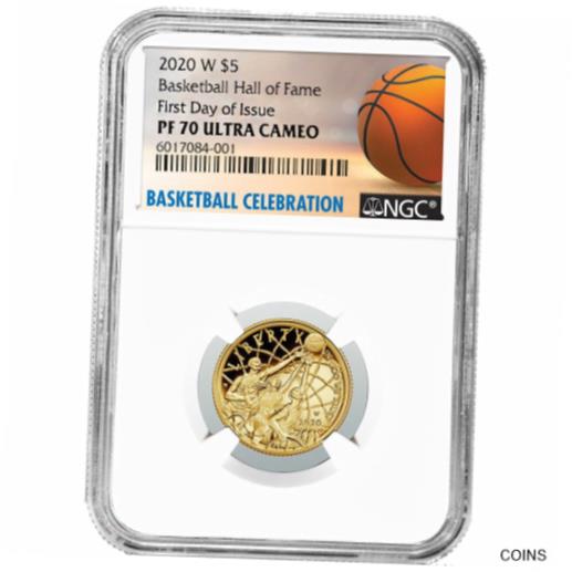 アンティークコイン コイン 金貨 銀貨 [送料無料] 2020-W Proof $5 Gold Basketball Hall of Fame NGC PF70UC FDI Basketball Label
