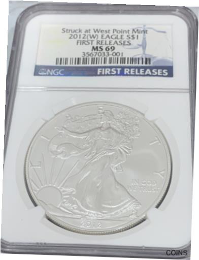  アンティークコイン コイン 金貨 銀貨  [送料無料] 2012 (W) $1 American Silver Eagle - NGC MS69 Early Releases West Point Label 001