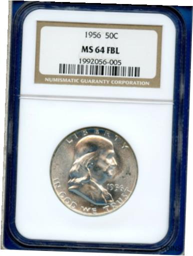 アンティークコイン コイン 金貨 銀貨  [送料無料] 1956 P NGC MS64 FBL Franklin Half Dollar 50c US Mint Silver 1956-P MS-64 FBL - 0