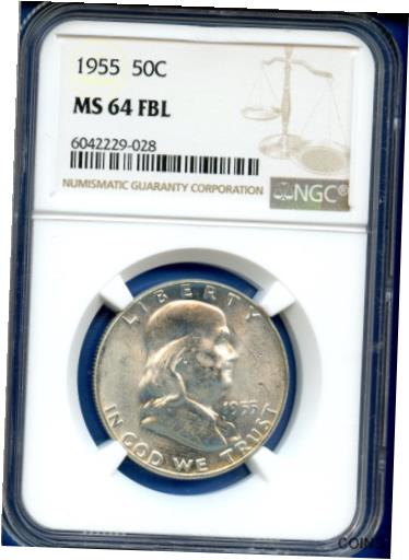  アンティークコイン コイン 金貨 銀貨  [送料無料] 1955 P NGC MS64FBL Franklin Half Dollar 50c US Mint 1955-P MS-64-FBL PQ Coin !