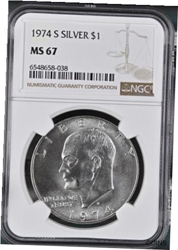  アンティークコイン コイン 金貨 銀貨  [送料無料] 1974-S $1 Eisenhower Silver Dollar NGC MS67 6548658-038
