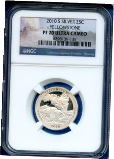  アンティークコイン コイン 金貨 銀貨  [送料無料] 2010 S NGC PF70 UC Silver ATB Quarter Yellowstone Natl Park PF-70 Ultra Cameo