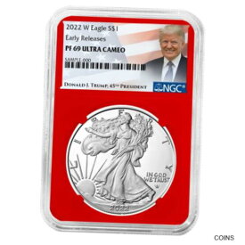 【極美品/品質保証書付】 アンティークコイン 銀貨 2022-W Proof $1 American Silver Eagle NGC PF69UC ER Trump Label Red Core [送料無料] #sot-wr-012161-1647