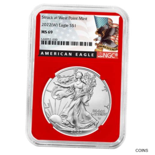 アンティークコイン コイン 金貨 銀貨 [送料無料] 2022 (W) $1 American Silver Eagle NGC MS69 Black Label Red Core