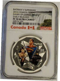 【極美品/品質保証書付】 アンティークコイン コイン 金貨 銀貨 [送料無料] 2016 Canada 1 oz Batman v Superman Dawn of Justice Trinity Silver Coin NGC PF70