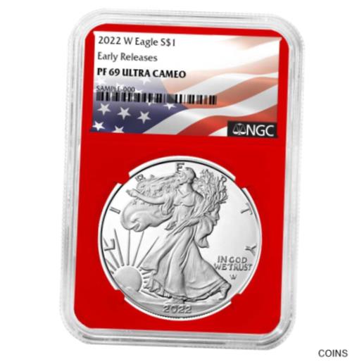 アンティークコイン 銀貨 2022-W Proof $1 American Silver Eagle NGC PF69UC ER Flag Label Red Core [送料無料] #sot-wr-012167-1688