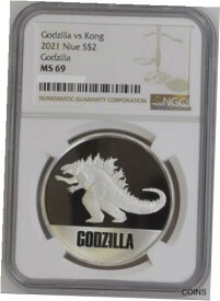 【極美品/品質保証書付】 アンティークコイン 銀貨 2021 Niue Godzilla vs. Kong Godzilla 1oz Silver BU Coin NGC MS 69 [送料無料] #sct-wr-012168-1880